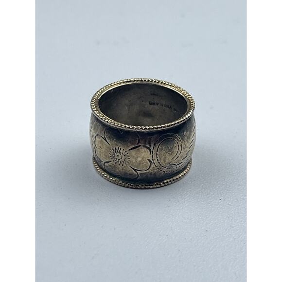 MSW Sterling Silver Band Ring Engraved Floral Size 7 Thailand - Picture 4 of 12